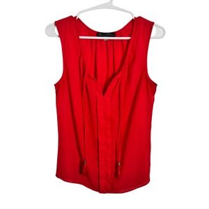 Rose & Olive Red Sleeveless Tie Neck Blouse Top Women's Size‎ S